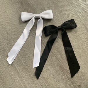 2 Silky Satin White and Black Hair Bows Brand New without Tags!!